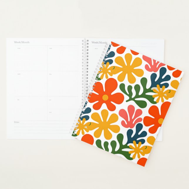 Farbenfrohe abstrakte Matisse-Blumen-Retro-Kunst Planer (Anzeige)