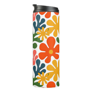 Farbenfrohe abstrakte Matisse-Blumen-Retro-Kunst Thermosbecher