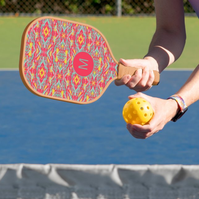 Farbenfrohe Abstrakte Mit Monogramm Pickleball-Pad Pickleball Schläger (InSitu)