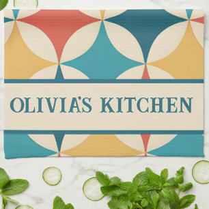 Farbenfrohe Abstrakte Mitte des Jahrhunderts Moder Geschirrtuch