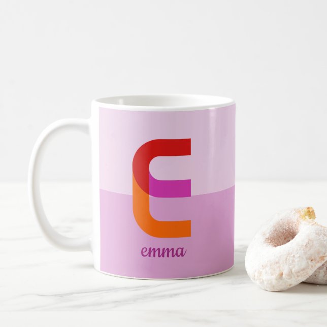 Farbenfrohe Abstrakte Moderne Buchstabe E Kaffeetasse (Mit Donut)