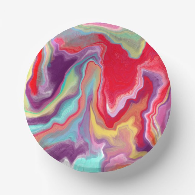 Farbenfrohe Abstrakte moderne digitale Kunst Pappteller (Vorderseite)