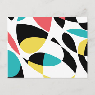 Farbenfrohe, abstrakte, moderne, lustige geometris postkarte