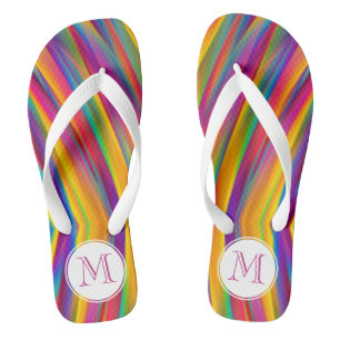 Farbenfrohe Abstrakte Monogramm Flip Flops