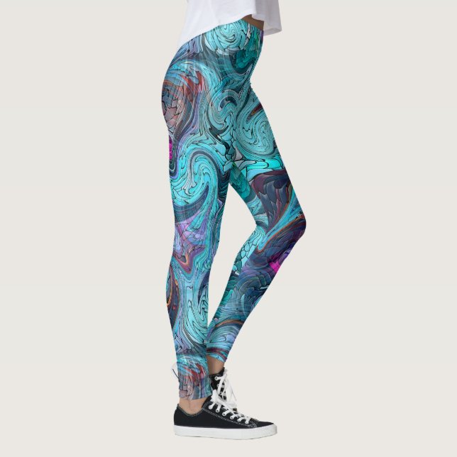 Farbenfrohe Abstrakte Mosaikmedaille oder Drachens Leggings (Rechts)