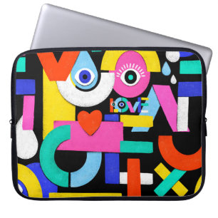 Farbenfrohe abstrakte Muster mit Liebe im Inneren. Laptopschutzhülle
