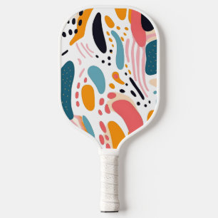 Farbenfrohe abstrakte organische Formen Boho-Muste Pickleball Schläger
