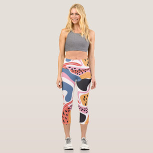 Farbenfrohe abstrakte organische Formen modernes M Capri Leggings