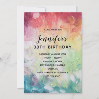 Farbenfrohe Abstrakte Paint Birthday Party Einladung