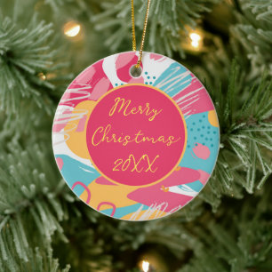 Farbenfrohe Abstrakte Personalisierte Keramik Ornament