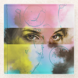 Farbenfrohe Abstrakte Pop Kunst, Glas Untersetzer