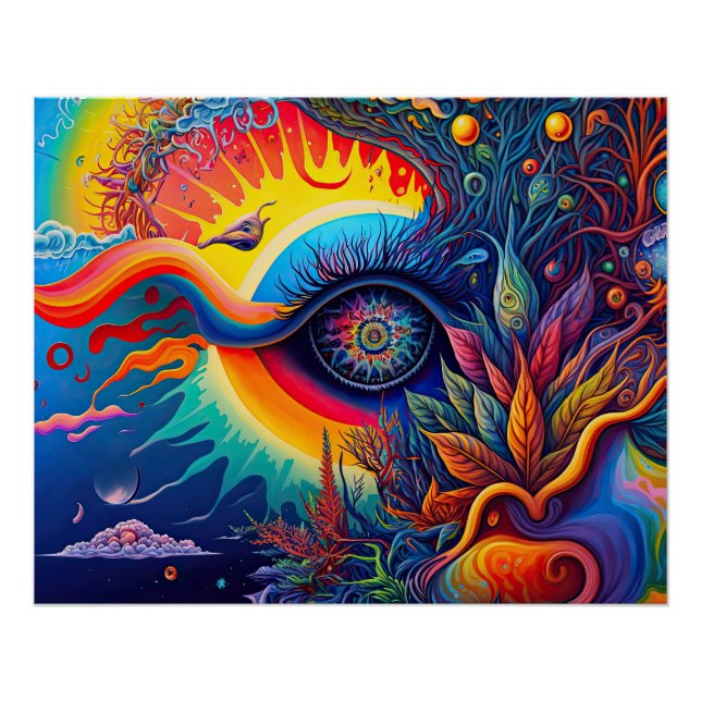 Farbenfrohe Abstrakte Psychedelic Seeing Eye Spiri Poster (Vorderseite)