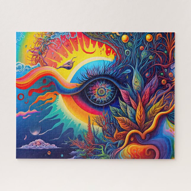 Farbenfrohe Abstrakte Psychedelic Seeing Eye Spiri Puzzle (Horizontal)