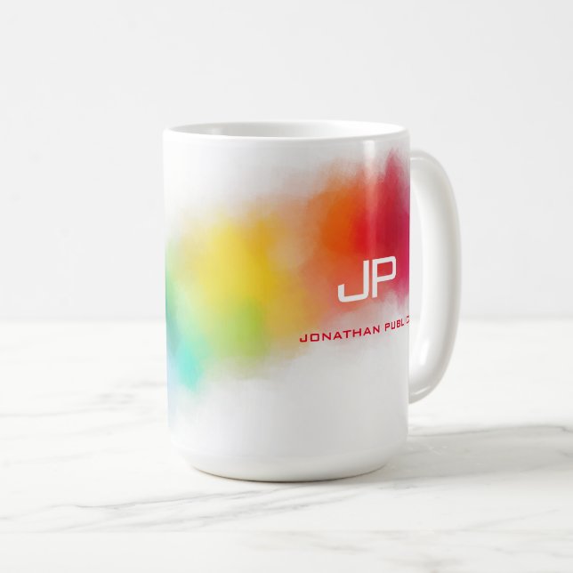 Farbenfrohe Abstrakte Regenbogenfarben Elegantes M Kaffeetasse (VorderseiteRechts)