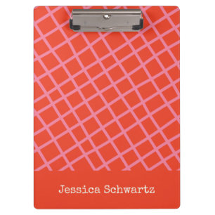 Farbenfrohe Abstrakte rosa rote Gitter Klemmbrett