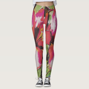 Farbenfrohe abstrakte rote Blume Leggings