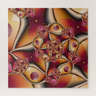 Farbenfrohe abstrakte rote orange Fantasie-Fraktal Puzzle