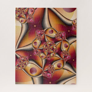 Farbenfrohe abstrakte rote orange Fantasie-Fraktal Puzzle