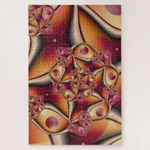 Farbenfrohe abstrakte rote orange Fantasie-Fraktal Puzzle