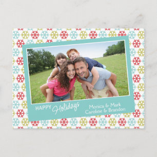 Farbenfrohe Abstrakte Schneeflocken Happy Holidays Postkarte