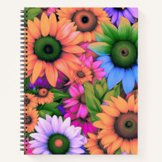 Farbenfrohe Abstrakte Sonnenblumen #2 - SpiralNote Notizbuch
