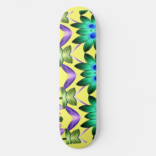 Farbenfrohe abstrakte, stilvolle Blumenmuster Skateboard (Vorderseite)