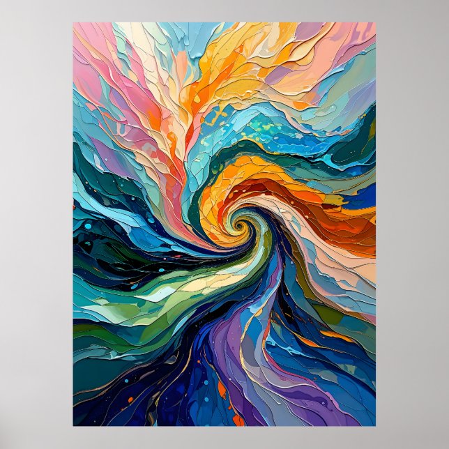Farbenfrohe Abstrakte Swirt: Dynamic Spectrum Art  Poster (Vorne)