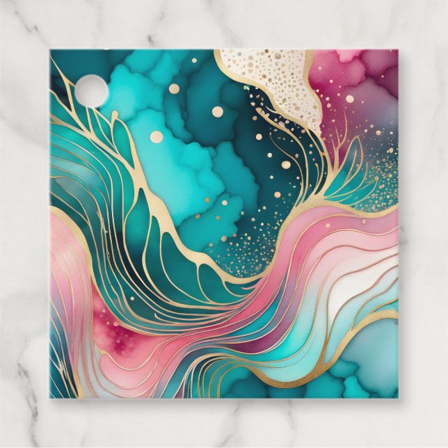 Farbenfrohe Abstrakte Tintenpatronen Geschenkanhänger (Vorderseite)