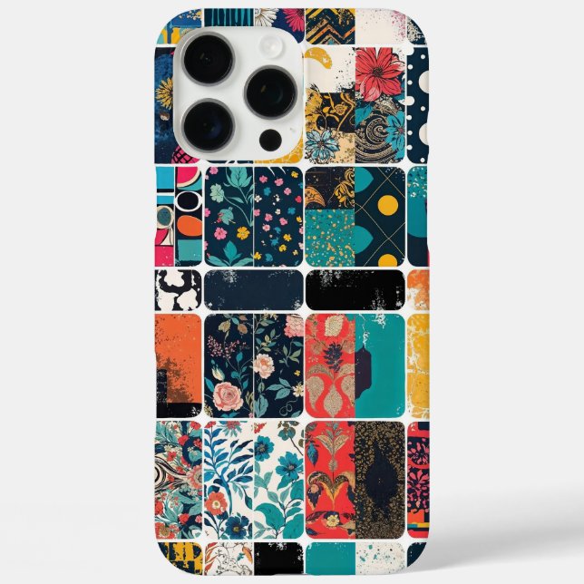 Farbenfrohe Abstrakte und florale Muster-Collage Case-Mate iPhone Hülle (Rückseite)