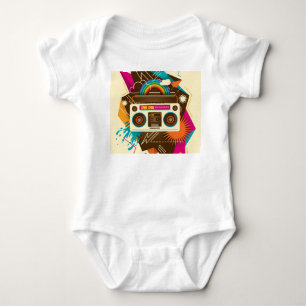 Farbenfrohe Abstrakte Vintage Radio-Illustration Baby Strampler