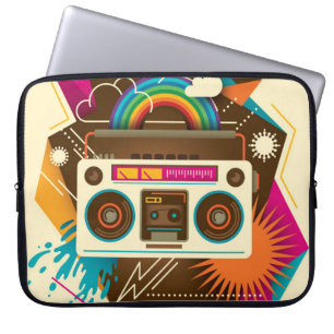 Farbenfrohe Abstrakte Vintage Radio-Illustration Laptopschutzhülle