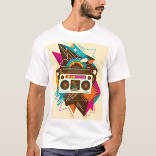 Farbenfrohe Abstrakte Vintage Radio-Illustration T-Shirt
