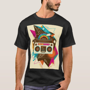 Farbenfrohe Abstrakte Vintage Radio-Illustration T-Shirt