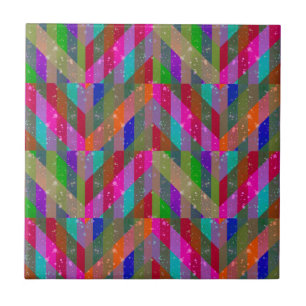 Farbenfrohe abstrakte Vintage-, Retro-Regenbogen-G Fliese