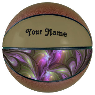 Farbenfrohe Abstrakte Violette Lila Chaki-Fraktal Basketball