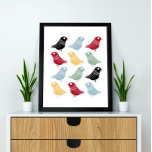 Farbenfrohe Abstrakte Vögel Mitte des Jahrhunderts Poster<br><div class="desc">Dieses fabelhafte,  moderne Poster aus der Mitte des Jahrhunderts zeigt Reihen von hellen Vögeln in den Farben Rot,  Blau,  Grün,  Gelb und Schwarz. Dies wird eine farbenfrohe Ergänzung zu Ihrer Wohngestaltung!</div>