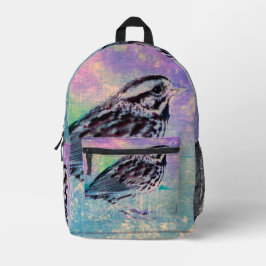 Farbenfrohe Abstrakte Vogelkunst: Lebhafter Songbi Bedruckter Rucksack