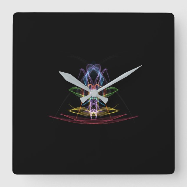 Farbenfrohe, abstrakte Wandleuchte Quadratische Wanduhr (Vorderseite)