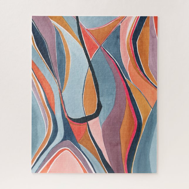 Farbenfrohe Abstrakte Wasserfarbe Kunst, Dichtung  Puzzle (Vertikal)