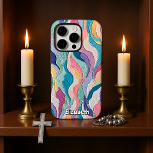 Farbenfrohe Abstrakte Wellen in weichen Pastellen iPhone 16 Pro Hülle