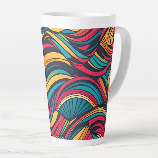 Farbenfrohe Abstrakte Wellenmuster Milchtasse (Rechte Ecke)