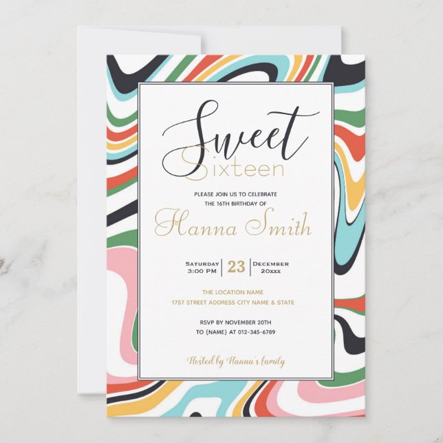 Farbenfrohe, Abstrakte, wirbelfarbige Retro-Muster (Vorderseite)