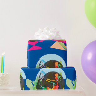 Farbenfrohe Abstrakte Yoga Pose Fitness und Wellne Geschenkpapier