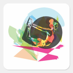 Farbenfrohe Abstrakte Yoga Pose Fitness und Wellne Quadratischer Aufkleber