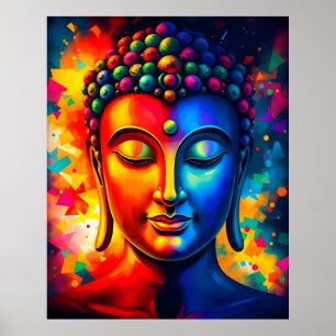 Farbenfrohe Abstrakte zeitgenössische Buddha Kunst Poster