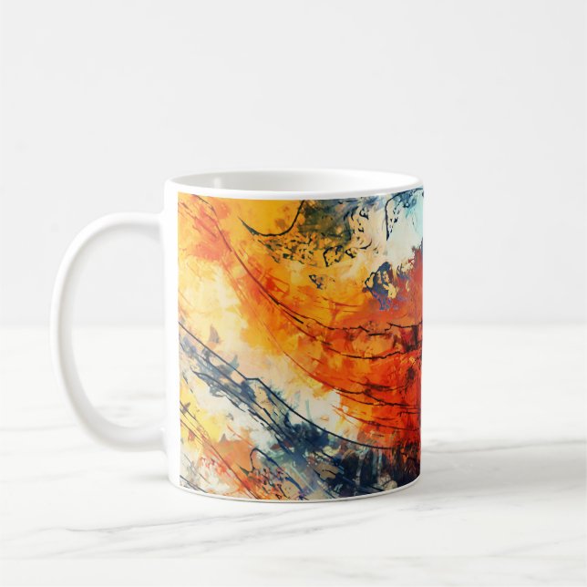 Farbenfrohe Abstrakte zeitgenössische Kunst Kaffeetasse (Links)