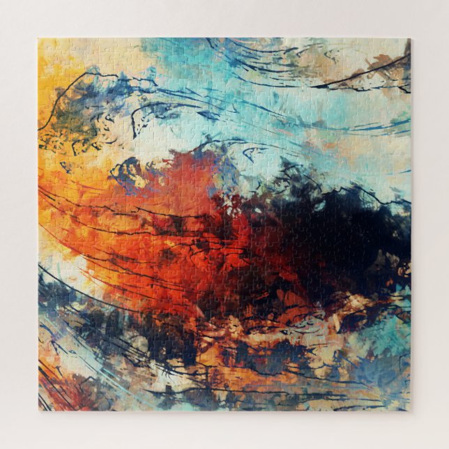 Farbenfrohe Abstrakte zeitgenössische Kunst Puzzle (Vertikal)