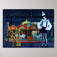Farbenfrohe Abstrakte Zirkus Freaks Clown Art Post