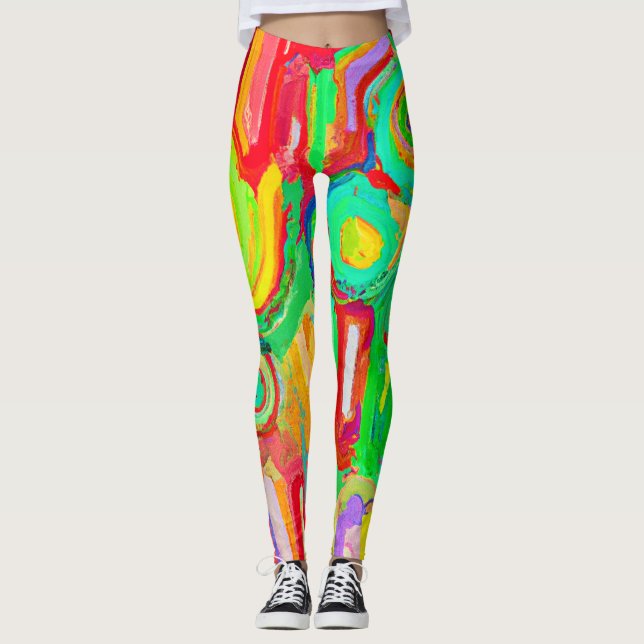 Farbenfrohe Abstraktionsmuster Leggings (Vorderseite)