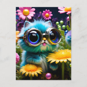 Farbenfrohe adorable Kitten in Brille Postkarte